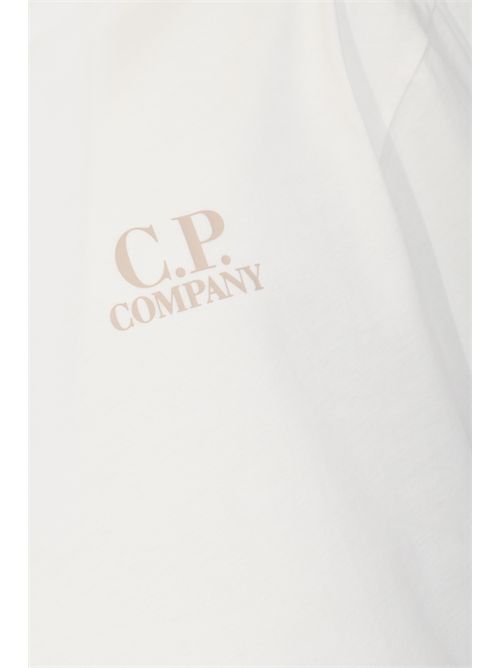 T-shirt in jersey di cotone 30/1 con stampa logo Gauze white C.P. COMPANY | 20CMTS086A 005100W103